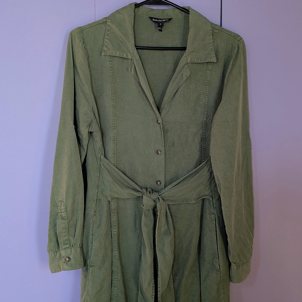 Isabella Oliver Kelsey Maternity & Nursing Dress, Olive Green Midi Shirt Dress - Picture 7 of 14